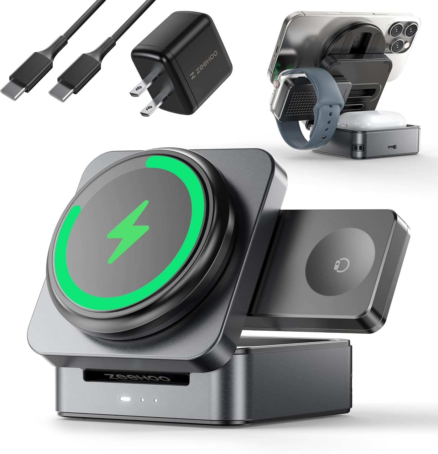 ZEEHOO 3-in-1 Foldable Magnetic Wireless Charging Station - trending gadget from YouTube