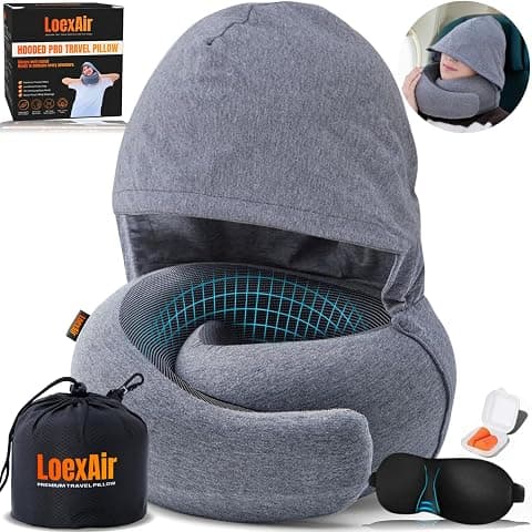 Hooded Pro Travel Memory Foam Neck Pillow with Blackout Privacy Hood thumbnail