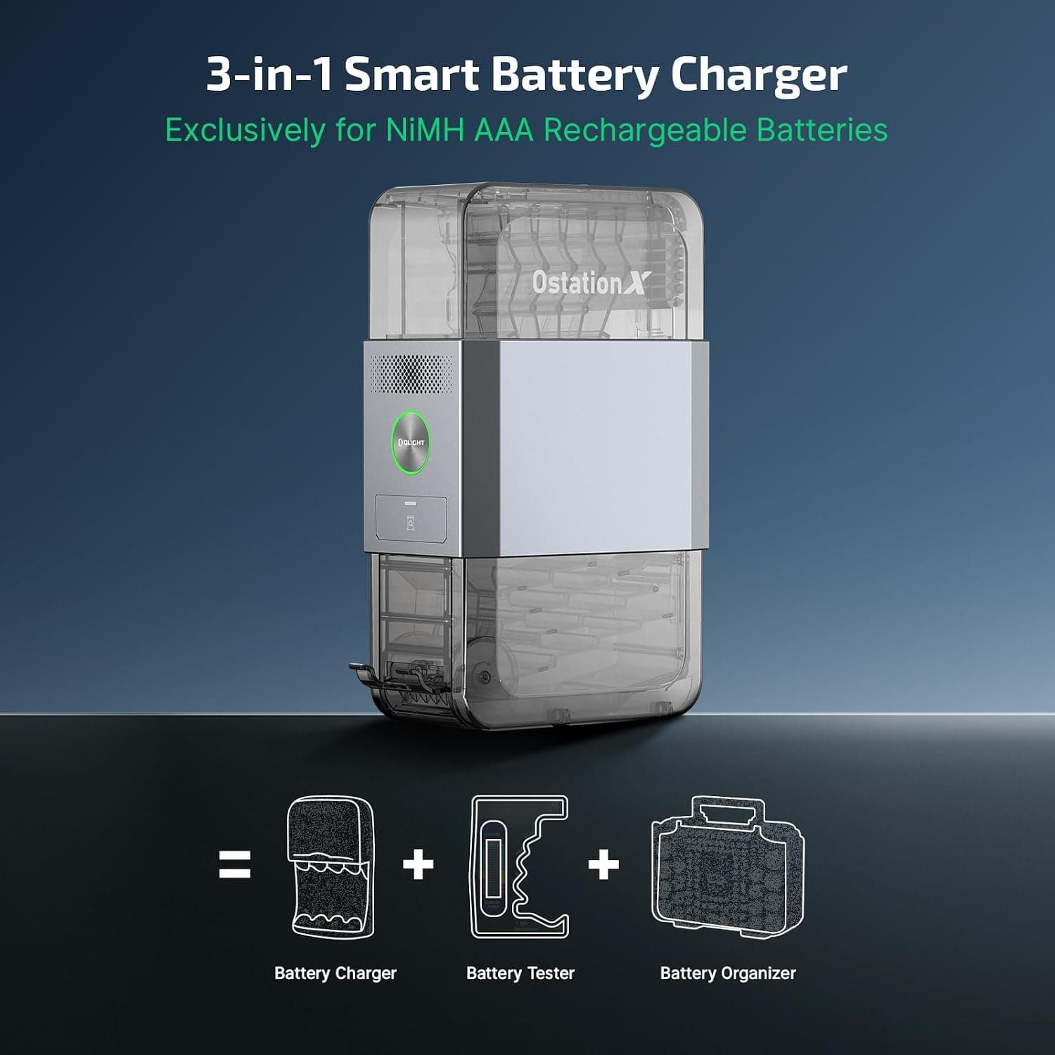 OLIGHT Ostation X Smart 3-in-1 Battery Charger & Organizer Vending Machine - official Amazon product photo
