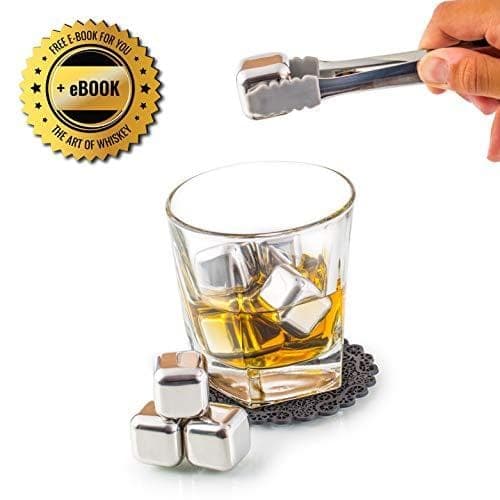 Stainless Steel Reusable Whiskey Chilling Ice Stones - official Amazon product photo