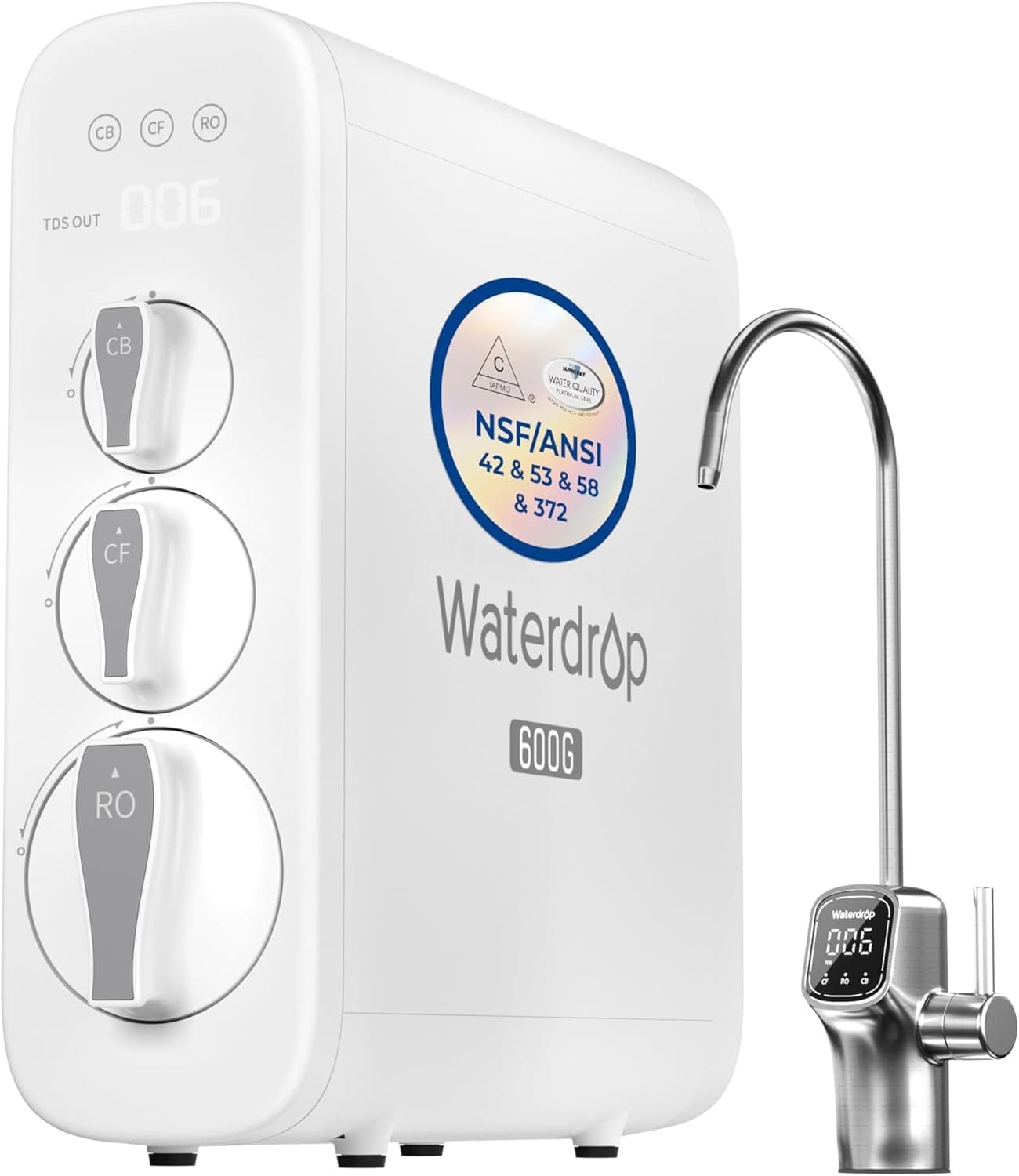 Waterdrop G3P600 Tankless Reverse Osmosis Water Filter System - official Amazon product photo